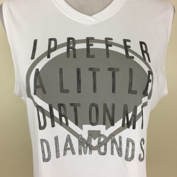 ADIDAS ClimaLite  White Gray Silver Glitter DIRT DIAMONDS Etc Print Tank Top - Picture 7 of 11